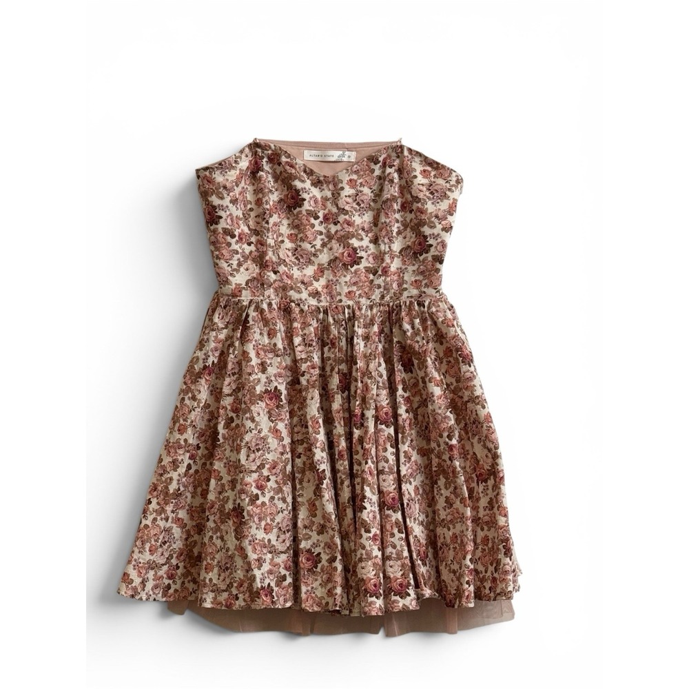 Altar'd State Floral Fit & Flare Dress Medium Cottagecore Rose Print Tulle Lined